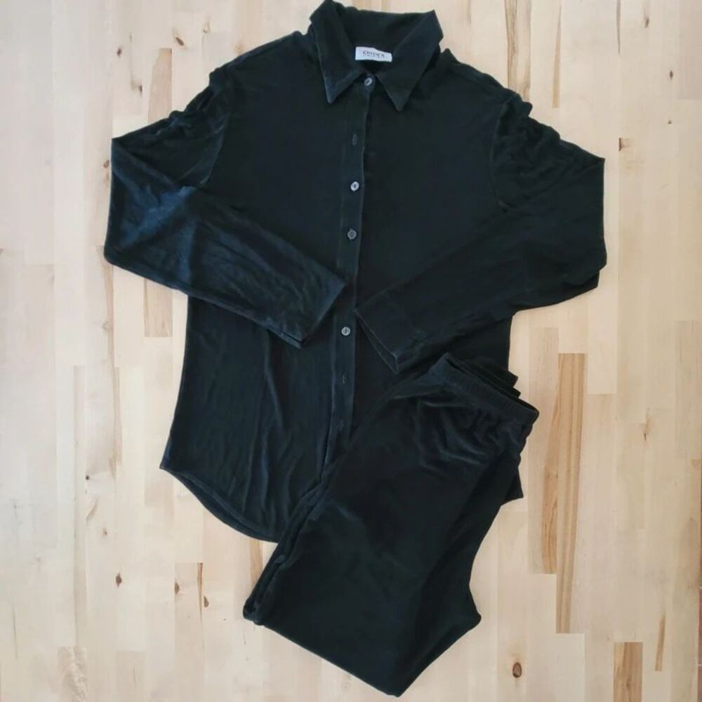 Chico's Travelers Pant Top Set SZ 0 Black